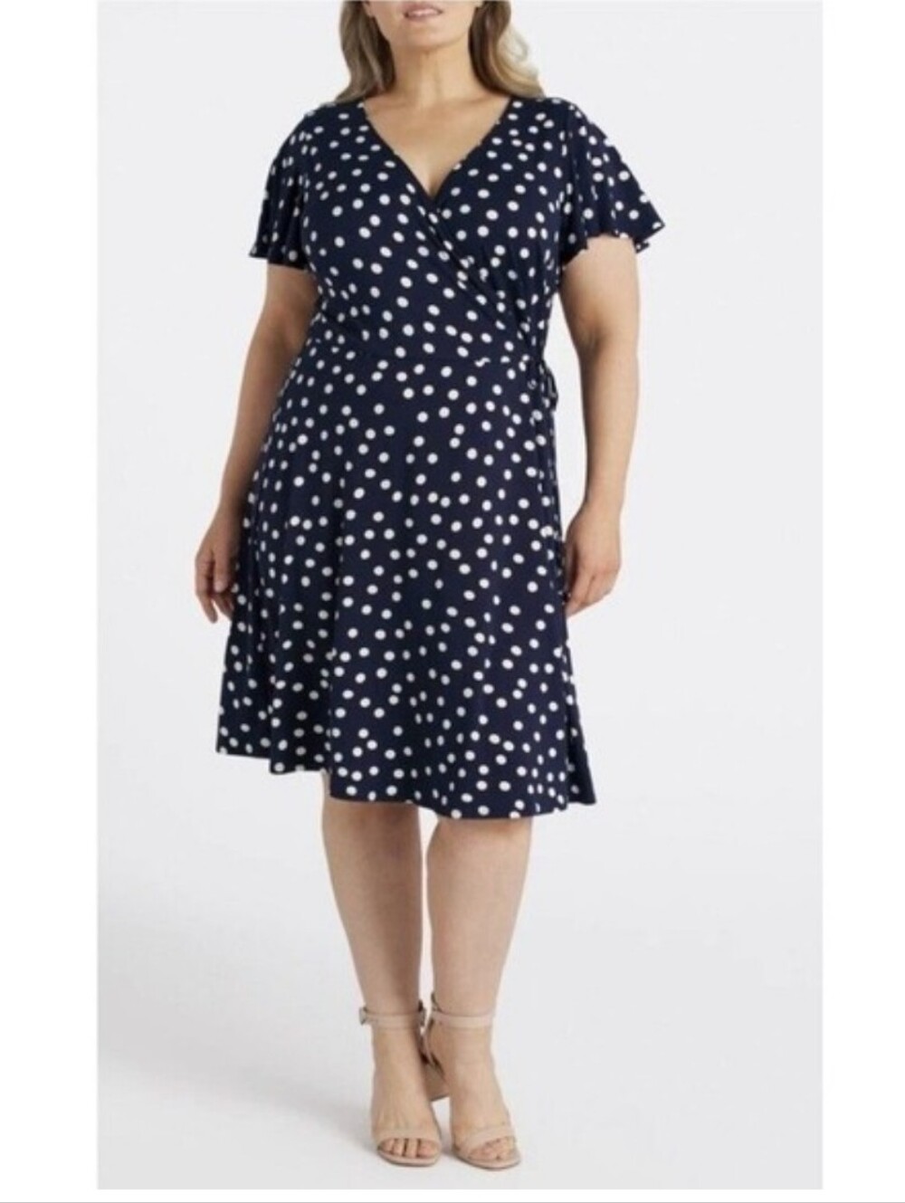 Fortune + Ivy Dress, Size 1X, Navy with White Polka Dots, Worn Once! EXCELLENT